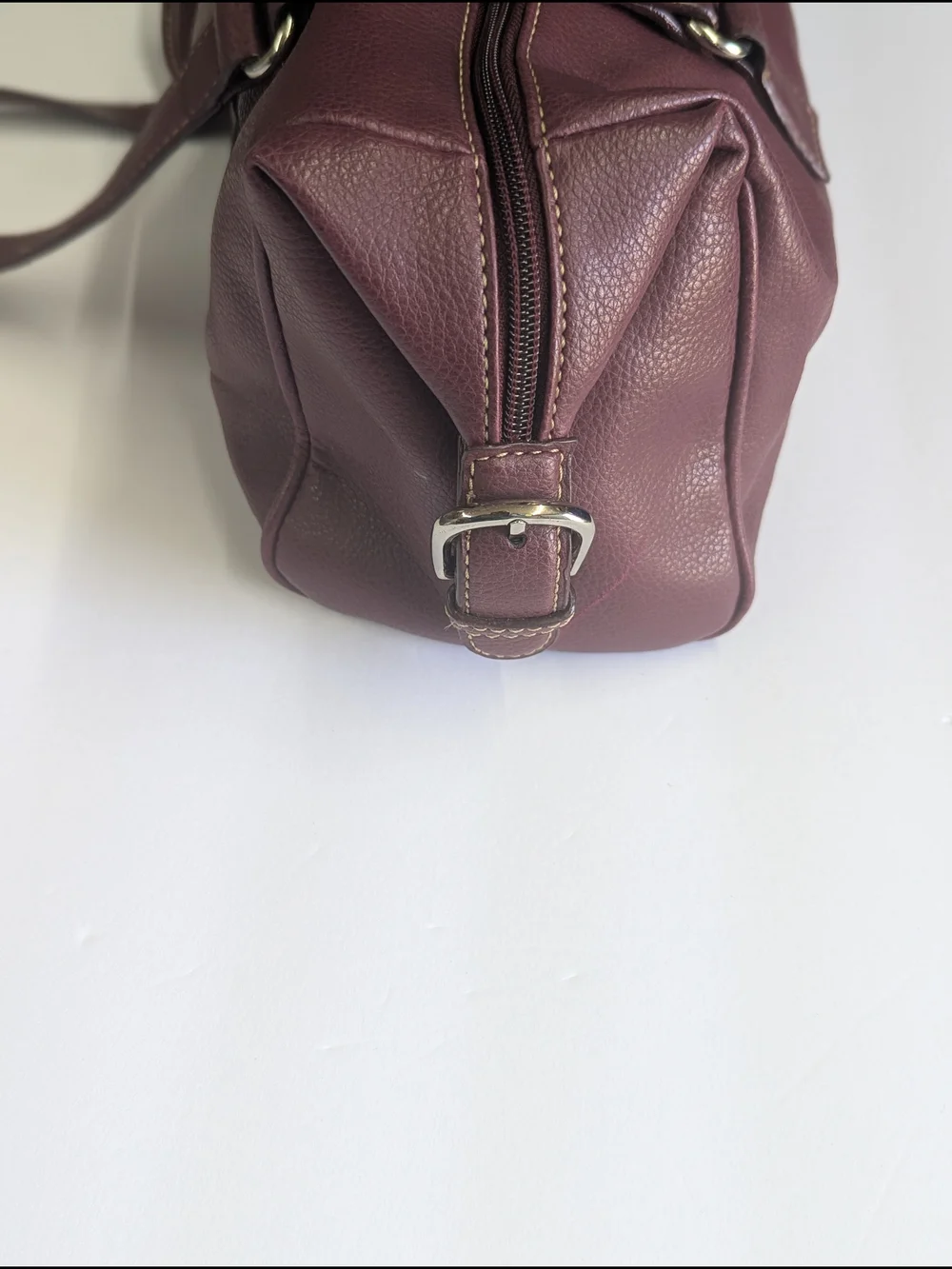 Nine West Burgundy Faux Leather Satchel Shoulder Bag Top Zip Medium Handbag 15x5